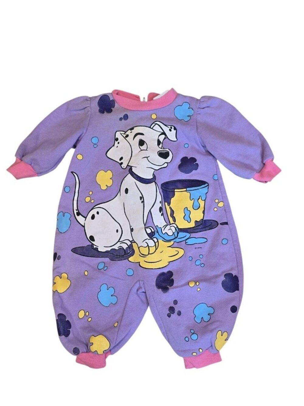 Vintage Disney 101 Dalmatians Baby One Piece Purple Outfit Size 12 Months Pastel